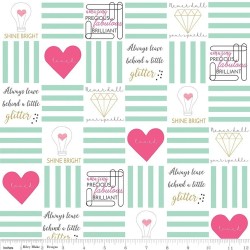 Shine bright - Cuori e scritte bianco/menta