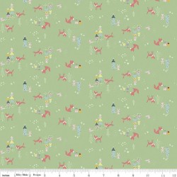 Winter tales - Volpi e alberi di Natale su verde