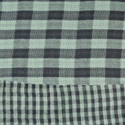 Mousseline Vichy Double Face - Green & Anthracite